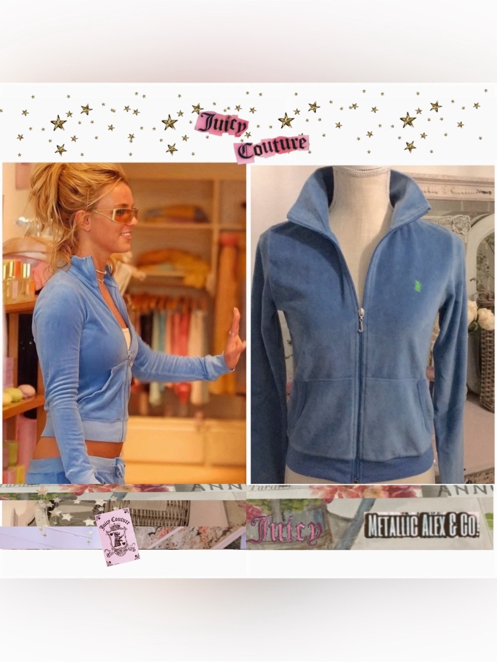 ASO NWT Y2K✨VINTAGE Juicy Couture Velour JZip Jacket w/Grn Scottie Dog Lg RARE